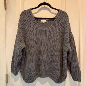 Miracle Grey V-Neck Baggy Sweater, size S/M